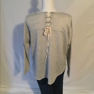 Hummingbird Gray Tie Back Sweatshirt Knit Pullover Women’s Large